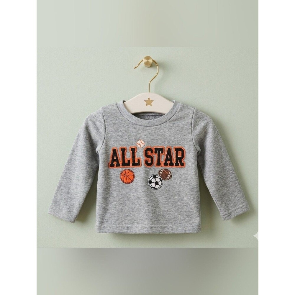 Coney Island Baby Boys Light Gray Pullover All Star Sport Graphic Sweatshirt 18M